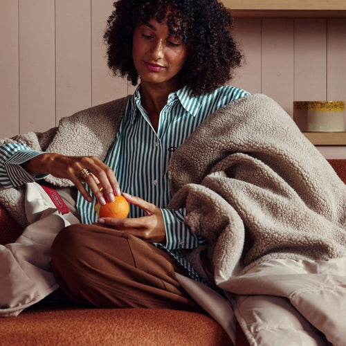 heated throw — HUGE HUG WOOLLY BEIGE